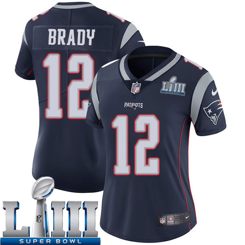 Women New England Patriots #12 Brady blue Nike Vapor Untouchable Limited 2019 Super Bowl LIII NFL Jerseys